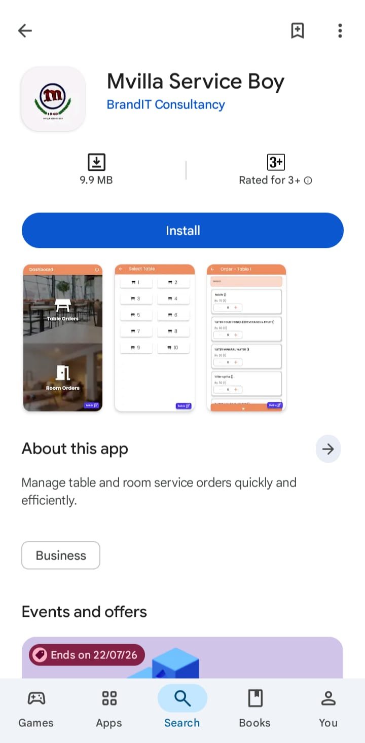 App Development Mvilla Service Boy